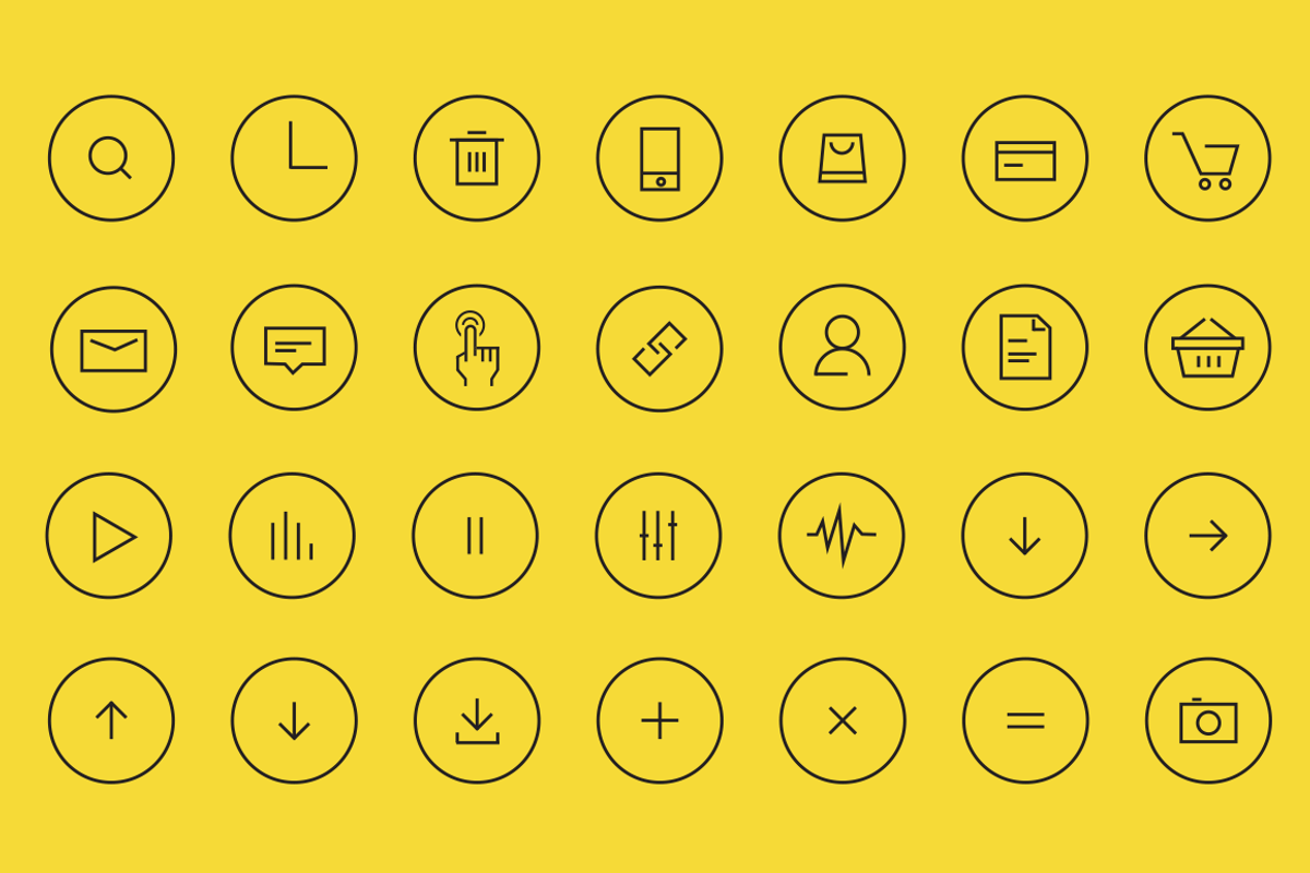 28 flat icons - 2 px (vector), an Outline Icon by Pixelstudio