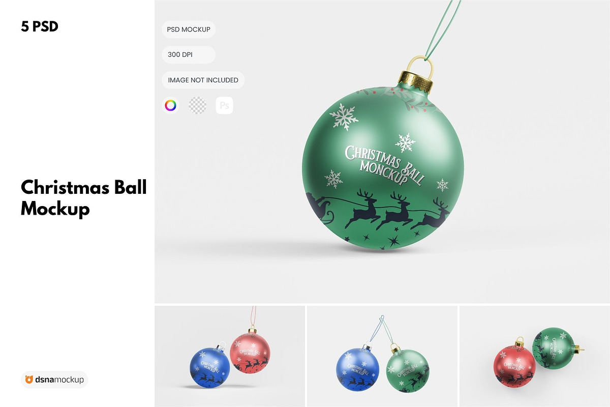 Christmas Ball Mockup, a Product Mockup by DSNA Mockup (Photo 1 of 7)