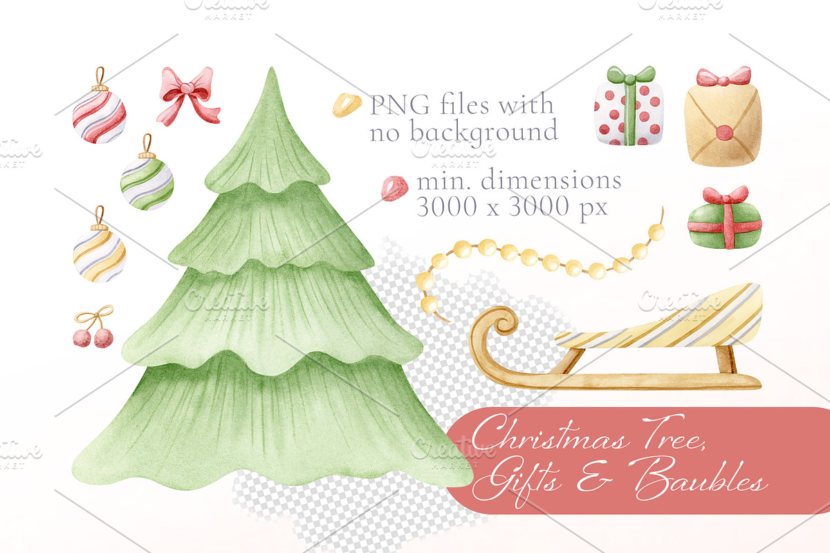 Family Christmas Watercolors Cartoon, a Seasonal Illustration by Elena Malgina Clipart (Photo 4 of 20)