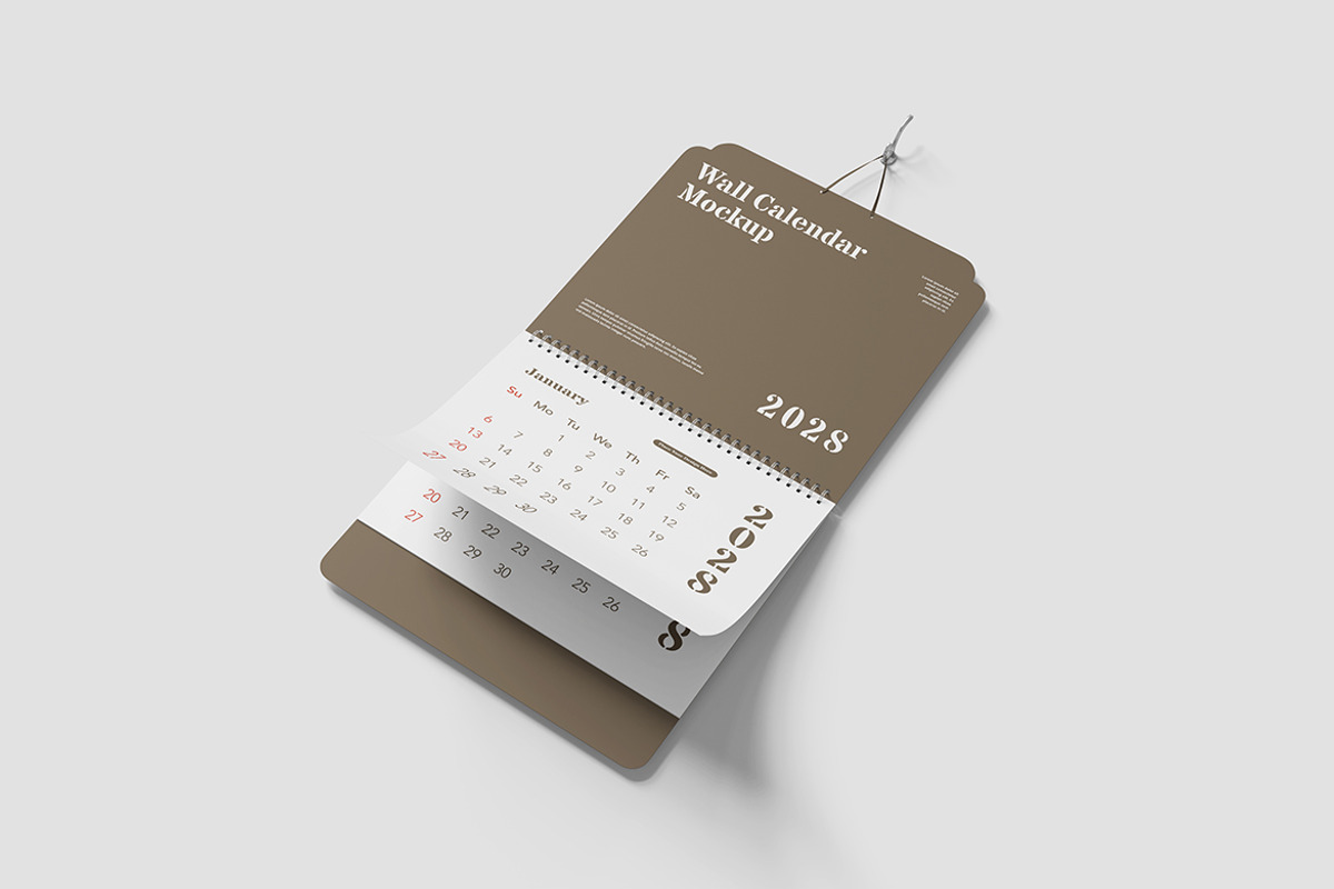 Modern Wall Calendar Mockup, an Advertising Mockup by Indah (Photo 3 of 6)