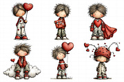Whimsical Valentine Boy Clipart Bund, an Illustration by Daily.Designs (Thumbnail 6 of 7)