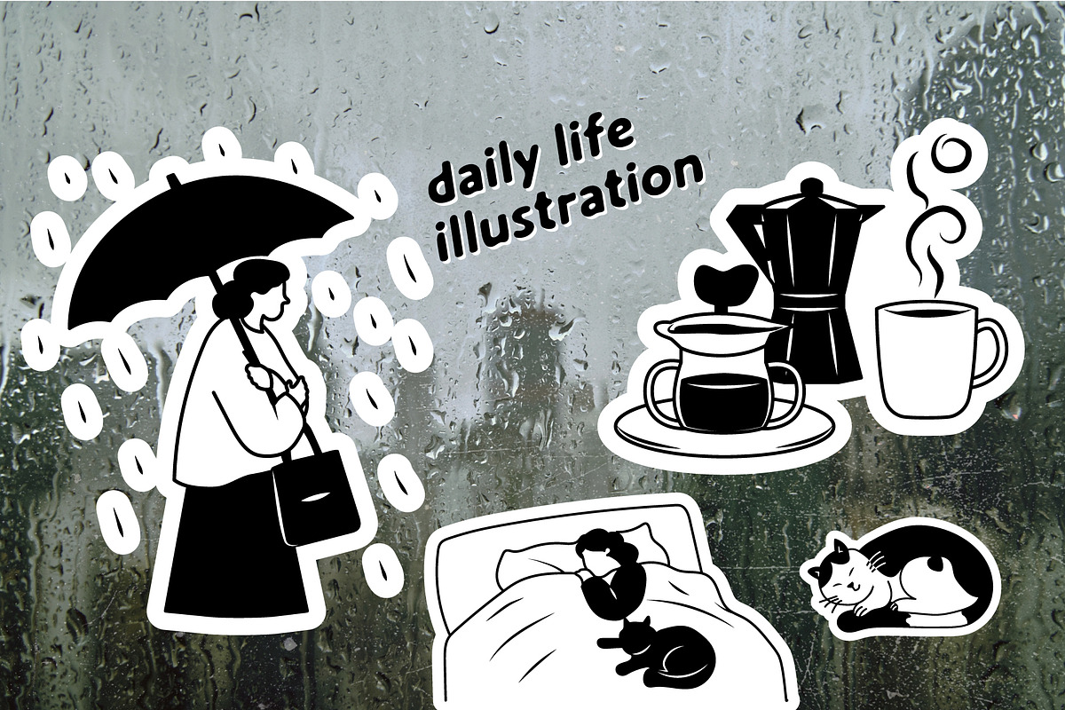 Cozy Lifestyle : Pet, Book, Plant, a Person Illustration by Jiwstudio (Photo 6 of 21)