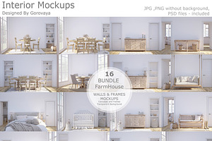 Interior Mockup Farmhouse Bundle PSD