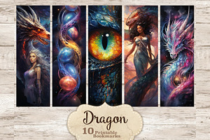 Dragon Bookmarks Printable | Magical, an Animal Illustration by GlamArtZhanna