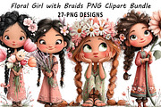 Floral Girl with Braids PNG Clipart, an Illustration by Daily.Designs (Thumbnail 1 of 7)