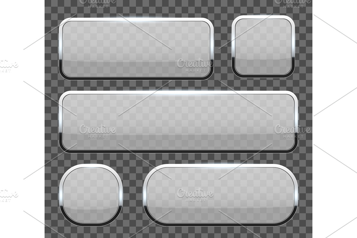 Glass buttons with chrome frame., an Object Graphic by HAPPY VECTOR