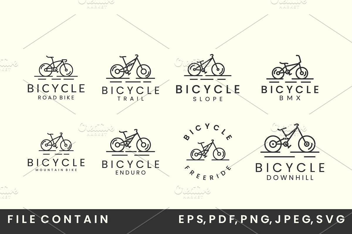 bundle logo bicycle with linear, a Branding & Logo Template by SD 22