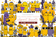 Cute Cactus Couple Valentine Clipart, an Illustration by DreamArtGraphic (Thumbnail 1 of 4)