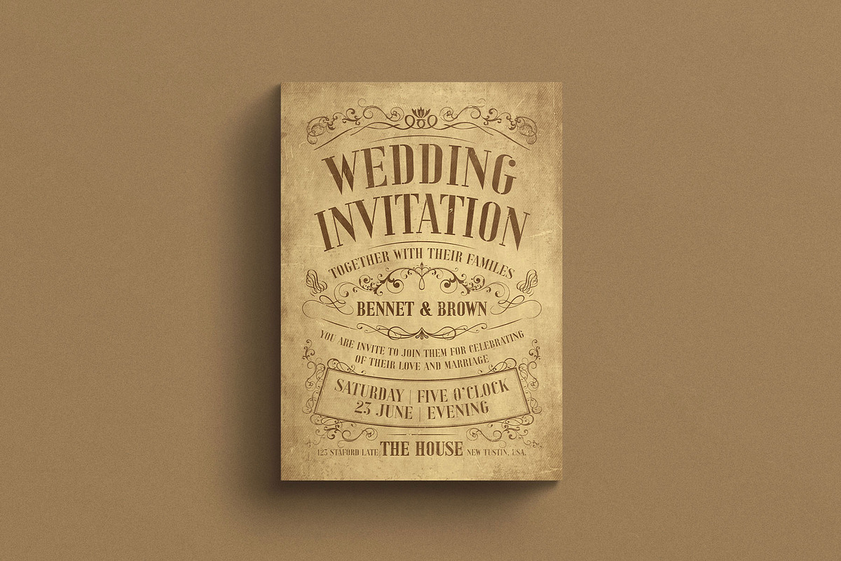 Vintage Wedding Invitation Template, an Invitation Template by E-Type (Photo 1 of 3)