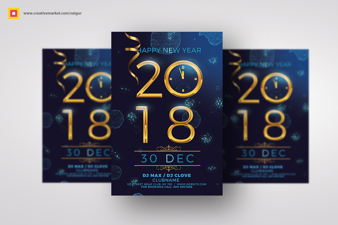 Modern New Year Flyer, a Flyer Template by Satgur Graphic Design
