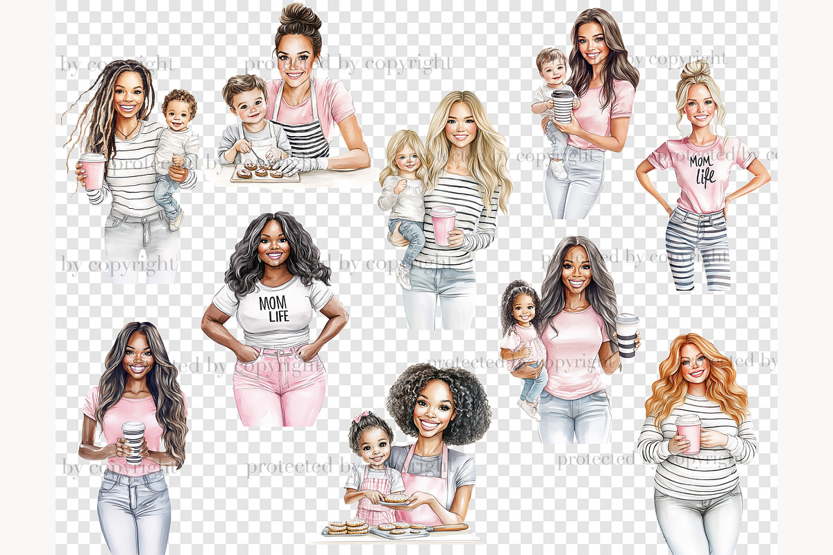 Mom And Baby Clip Art, a Person Illustration by GlamArtZhanna (Photo 8 of 8)