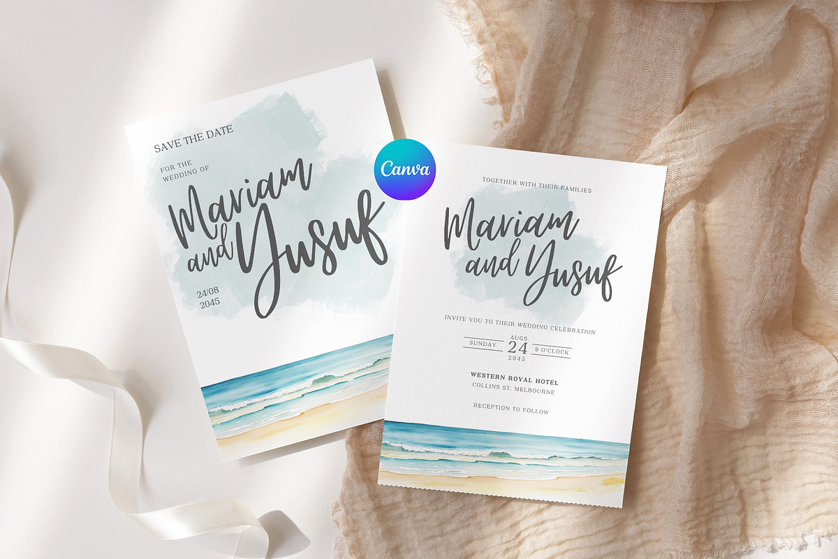 Seascape Wedding Invitation Card, an Invitation Template by kin9candra (Photo 1 of 8)