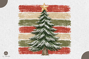 Striped Christmas Tree PNG,Vintage, a Seasonal Illustration by Libby Wishes (Thumbnail 1 of 3)