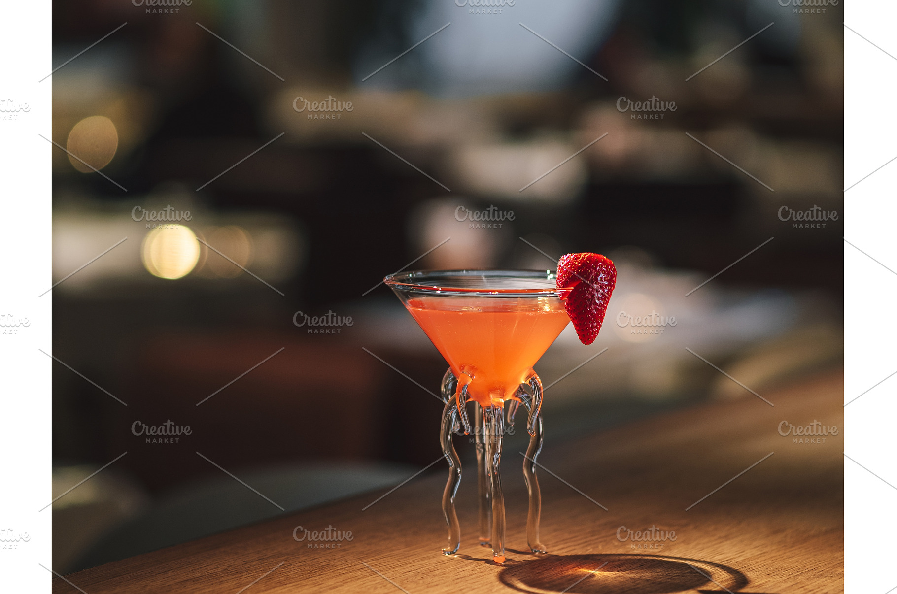 Strawberry margarita cocktail on bar, a Food & Drink Photo by Fascinadora