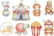 Watercolor Cute Circus Clipart, an Illustration by Designking (Thumbnail 5 of 5)