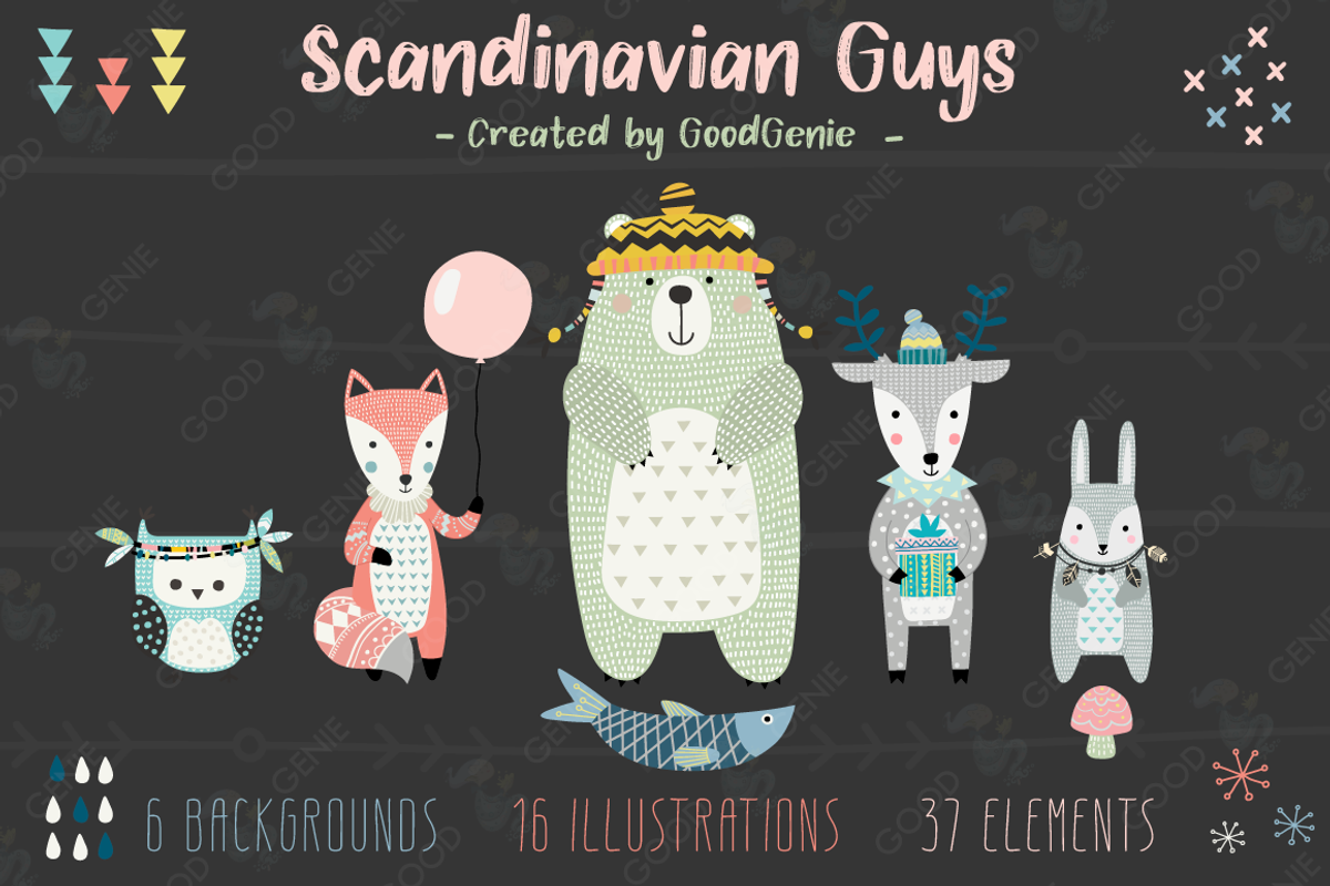 Scandinavian Guys. Graphic set, an Animal Illustration by Good Genie (Photo 1 of 9)