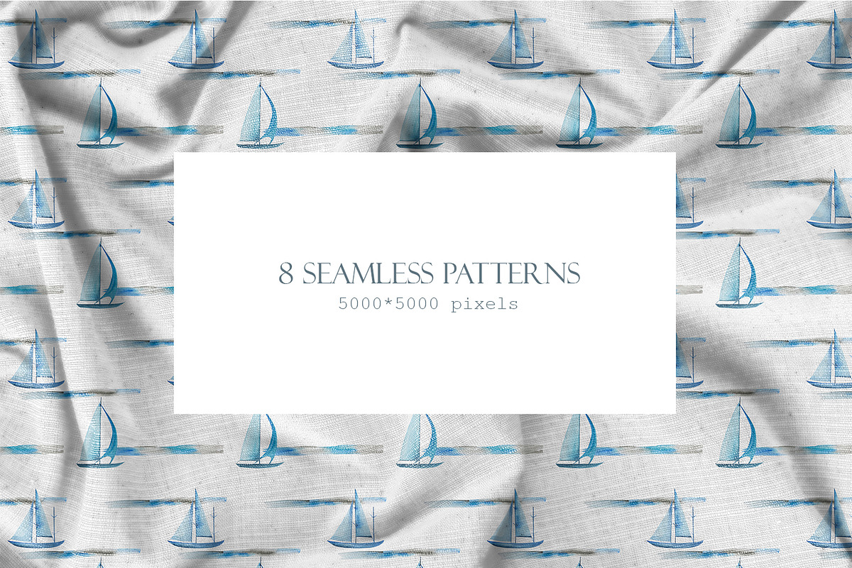 Sailboats seamless pattern, a Pattern Graphic by Love Watercolor Store (Photo 2 of 6)