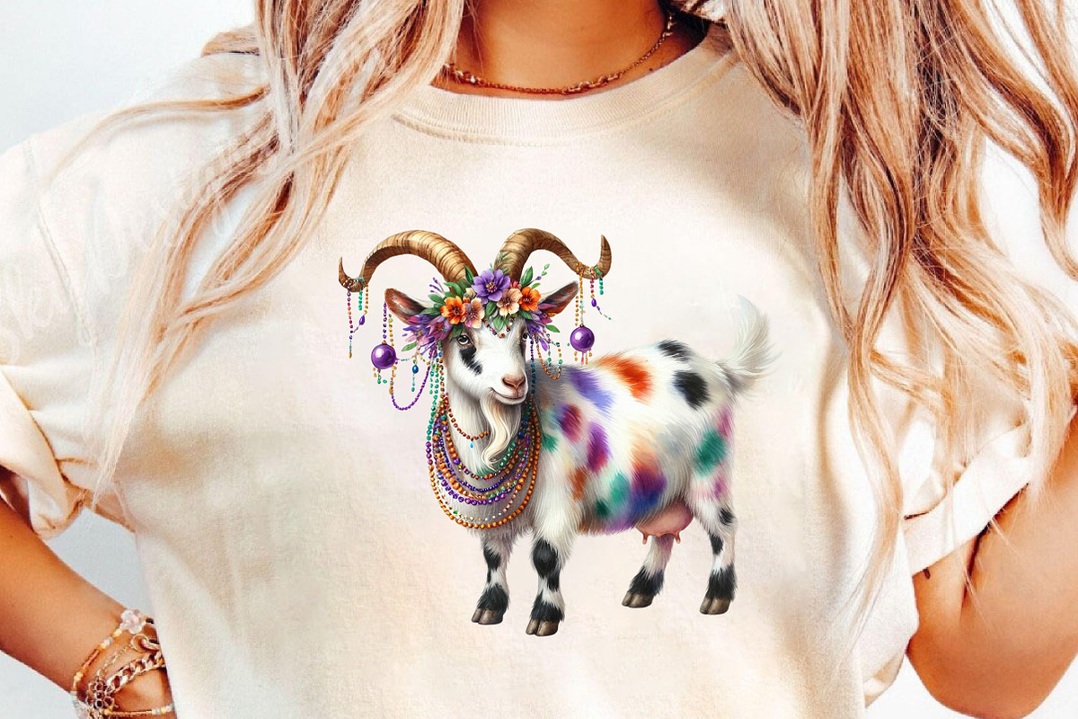 Watercolor Mardi Gras Goat Clipart, an Illustration by DreamCafeArt (Photo 6 of 6)