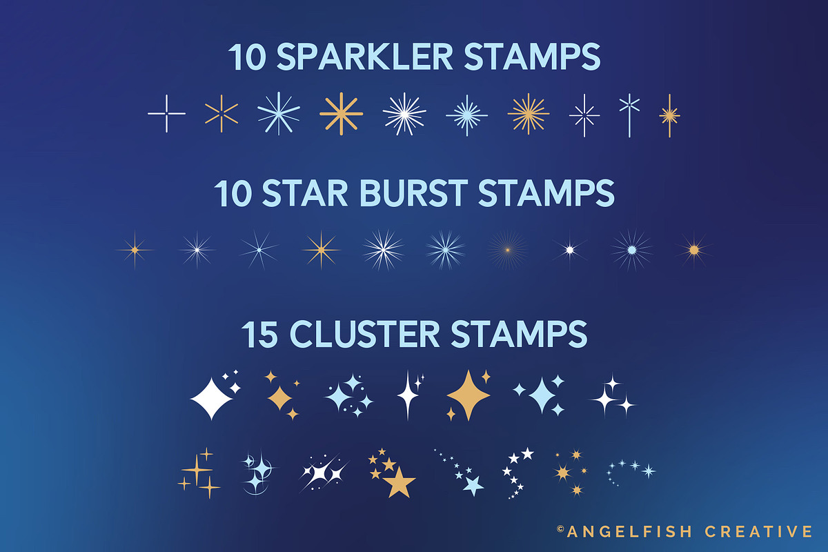 Sparkle & Star Brushes for Procreate, a Brush Add-On by AngelfishCreative (Photo 3 of 6)