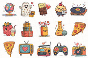 Retro Valentine’s Day Clipart, an Illustration by OK Design (Thumbnail 3 of 6)