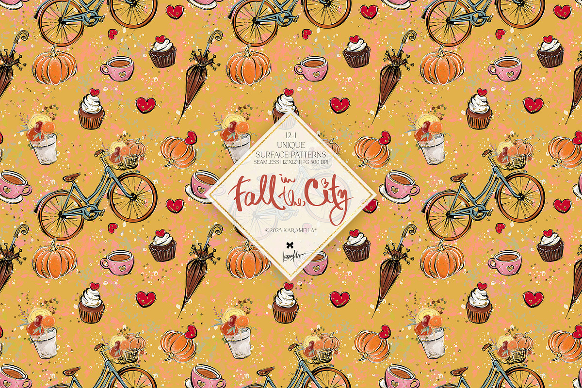 Fall City Hand Drawn Autumn Patterns, a Pattern Graphic by KaramfilaS (Photo 8 of 21)