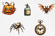 Watercolor Steampunk Halloween Clipa, an Illustration by CrexoraLab (Thumbnail 5 of 5)