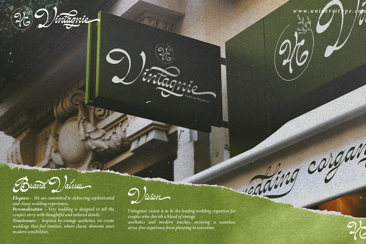 UT Vintagnie - A Wedding Script Font, a Script Font by Universitype (Photo 9 of 12)