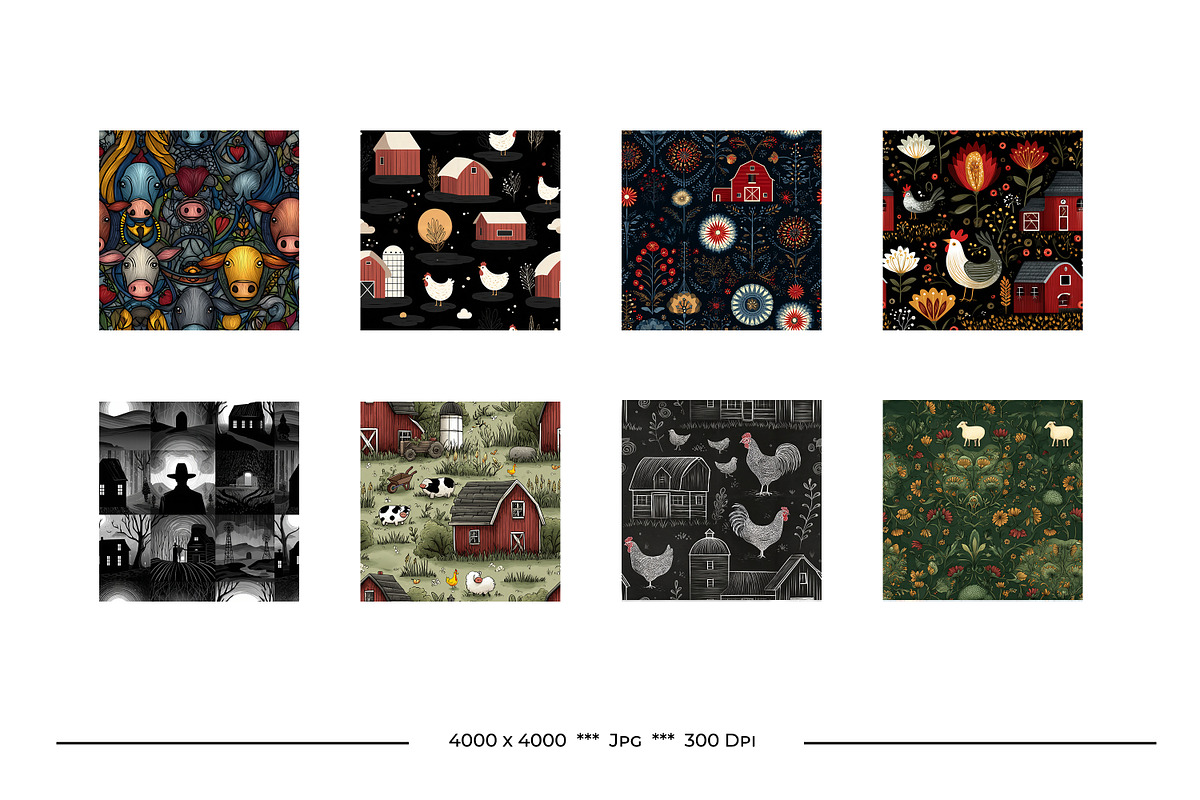 On The Farm Retro Art Style Patterns, a Pattern Graphic by karenfoleyphoto (Photo 3 of 18)