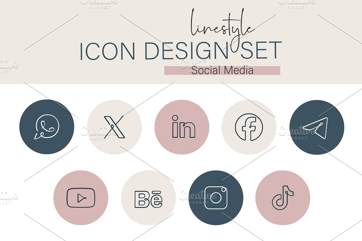 Icon Design Set Social Media, an Outline Icon by pepulousdsg