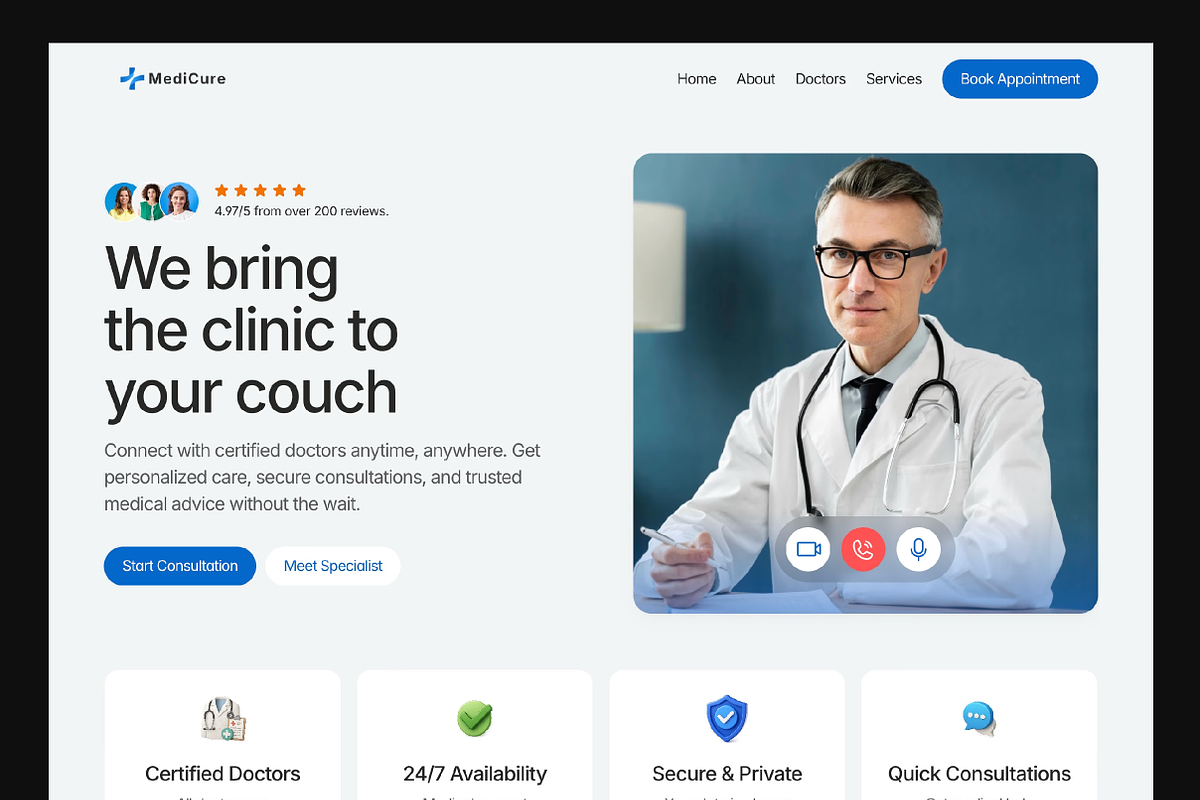Medical Consultation Framer Template, a Landing Page Template by Hammad Arif (Photo 1 of 4)