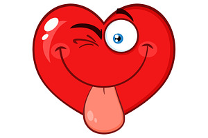 Winking Red Heart Cartoon Character