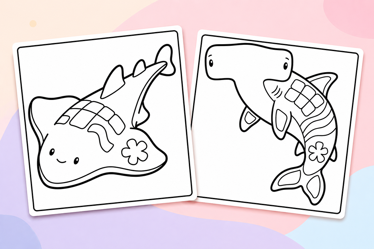 Ocean Life Coloring Pages #2, an Animal Illustration by Inkivelle Studio (Photo 2 of 3)