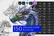 150 Dragon Procreate Stamp Brushes, a Brush Add-On by Selentaori Studio (Thumbnail 1 of 11)