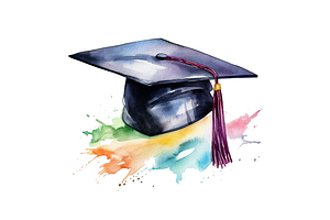 Watercolor Graduate Flower Clipart B