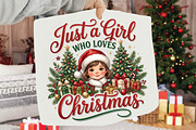 Just a Girl Who Loves Christmas PNG, a Seasonal Illustration by DreamPrint404 (Thumbnail 2 of 6)