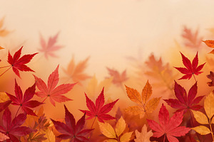 Autumn Leaves and Orange Background, a Nature Photo by Rafoz