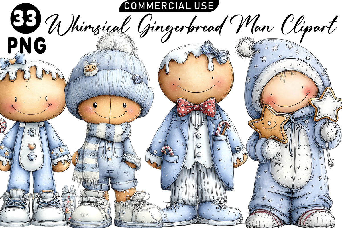Christmas Gingerbread Man Clipart Bu, an Illustration by Daily.Designs (Photo 1 of 5)
