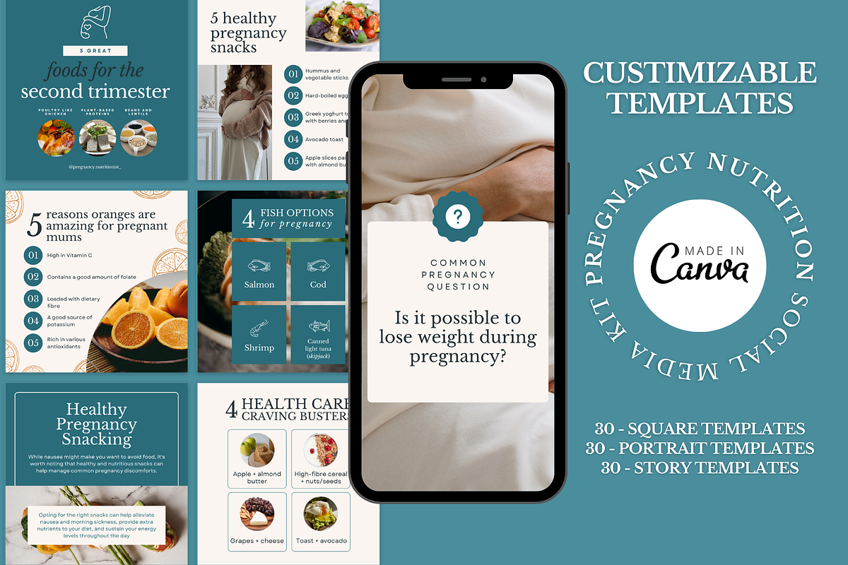 Pregnancy Nutrition Social Templates, a Social Media Template by Ariyah Media (Photo 2 of 3)