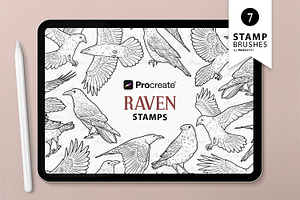 Raven Bird Procreate Brush Stamps