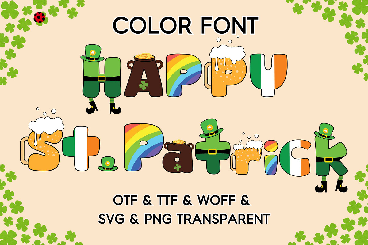 Happy St. Patrick - 6 Color Fonts, a Font by Adalin Shop (Photo 1 of 14)