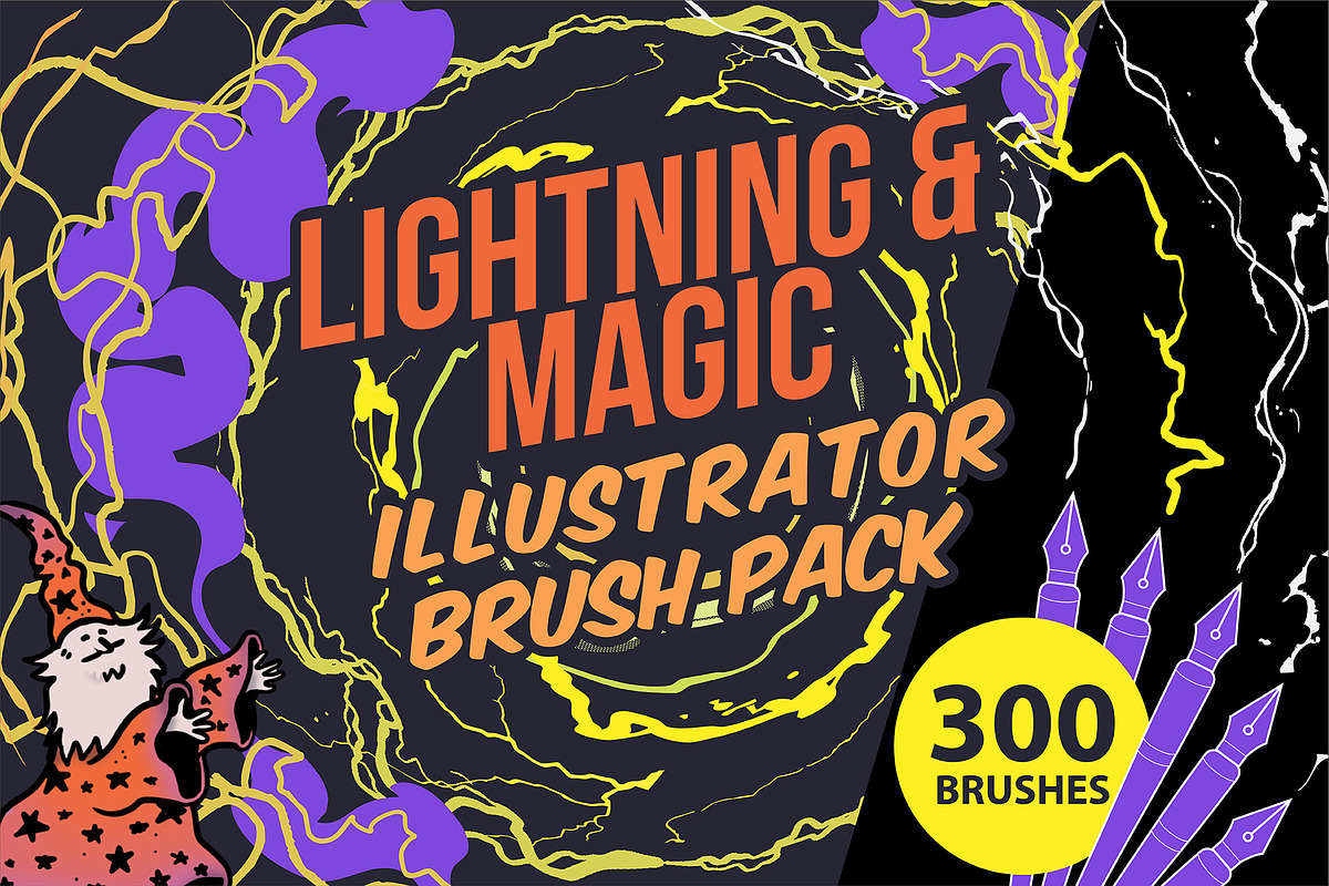 Lightning & Magic Illustrator Brush, a Brush Add-On by MarkieAnn Creative (Photo 1 of 6)