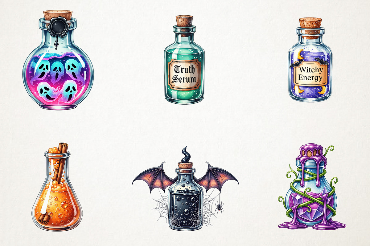 Halloween Potion Bottles Sublimation, an Illustration by RobertsArt (Photo 7 of 7)