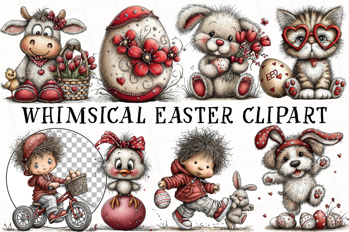 Whimsical Easter Clipart Bundle, an Illustration by OK Design (Photo 2 of 6)