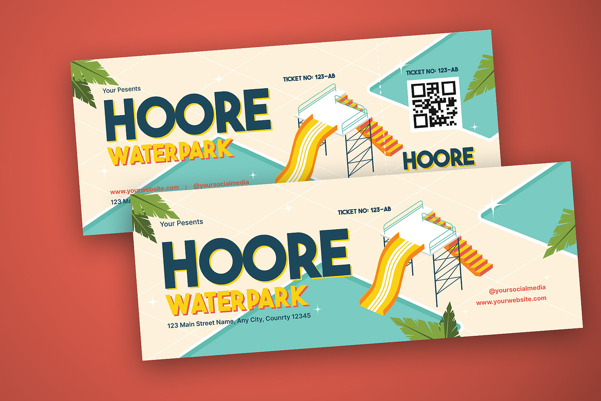 Creative Waterpark Ticket, a Stationery Template by Neermana (Photo 2 of 4)