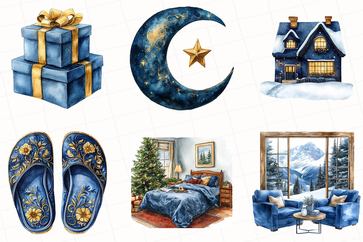 Dreamy Night Christmas Clipart, an Illustration by OK Design (Photo 4 of 5)