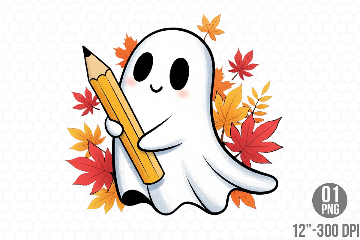 Fall Halloween Ghost Teacher Autumn, a Graphic by Designking (Photo 1 of 4)