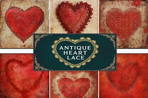 Antique Heart Lace, a Pattern Graphic by Printable Treasure