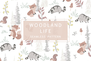 Woodland Cute Animals Pattern