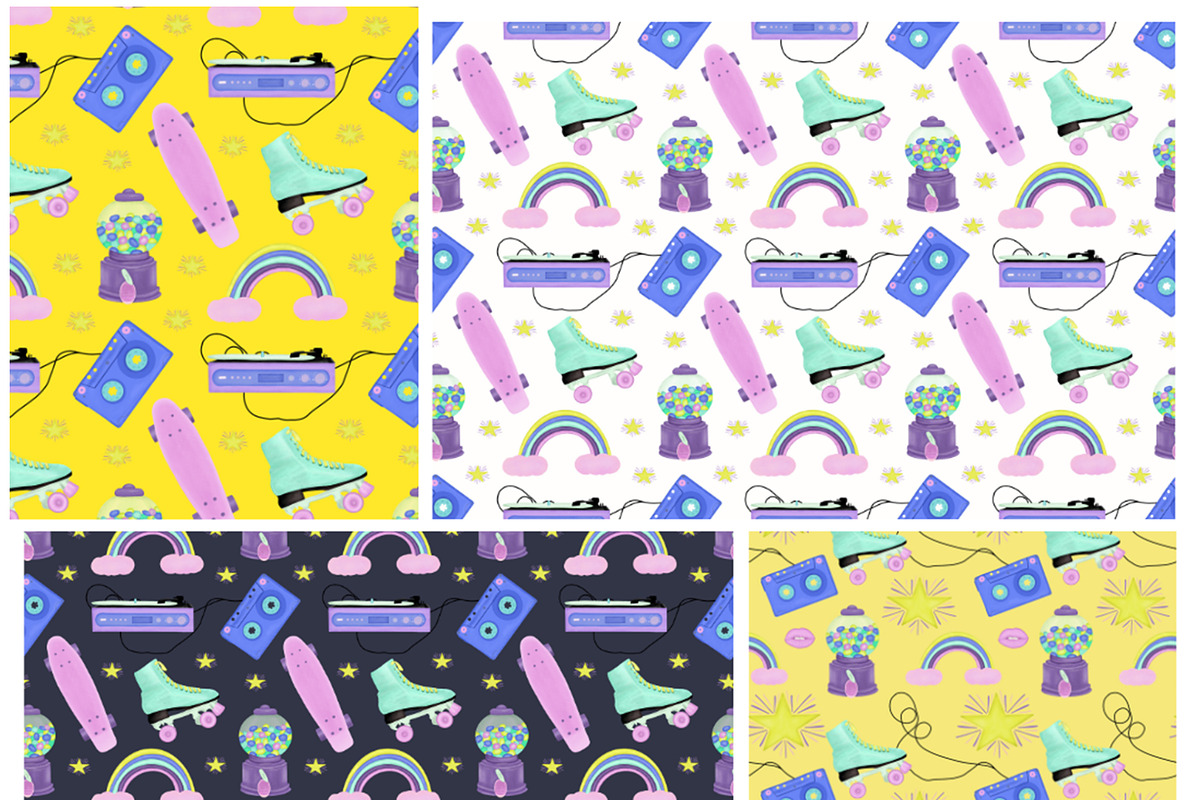 90s vintage set - patterns & clipart, a Texture Illustration by Visual Animal (Photo 3 of 3)