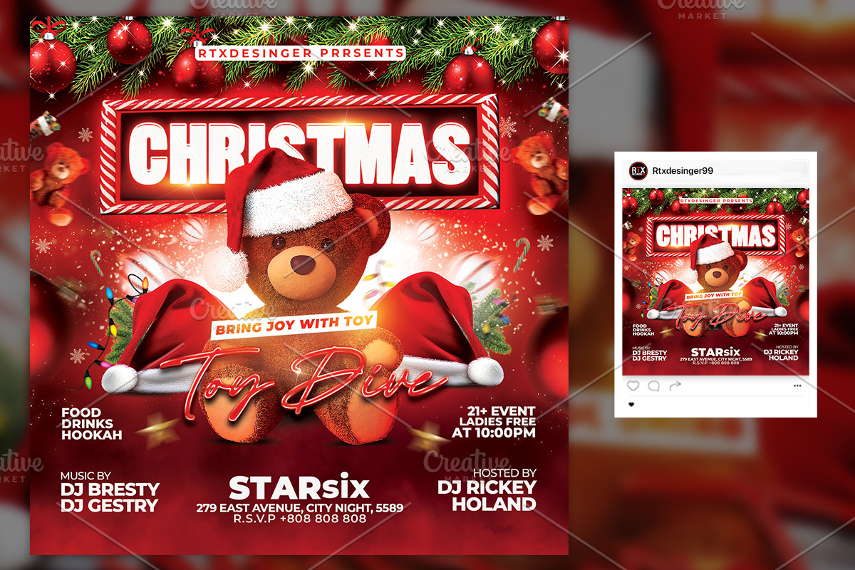 Christmas Toy Drive Party Flyer, a Flyer Template by RTXdesinger99 (Photo 2 of 3)